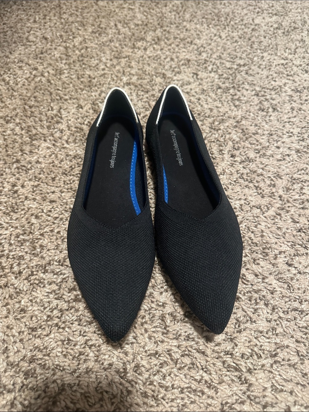 Nine West Black Pointed Knit Flats
